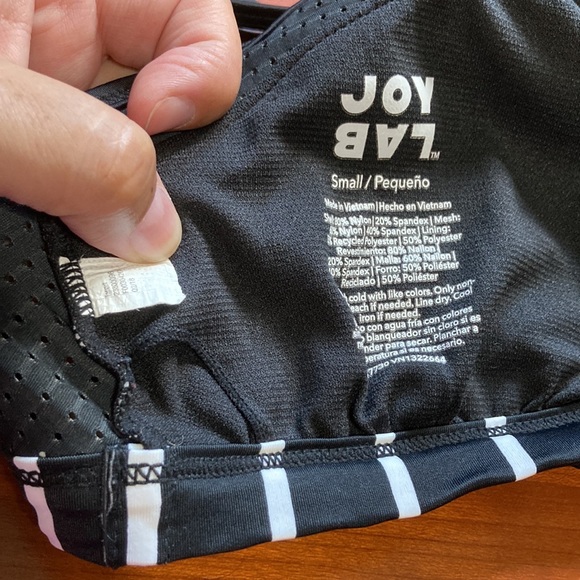 JOY LAB Black White Stripe Sports Criss Cross Straps Bra Womens Small - Picture 10 of 12